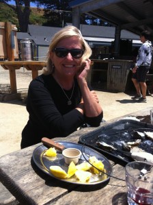Enjoying afternoon at Hog Island Oysters, Marshall, CA